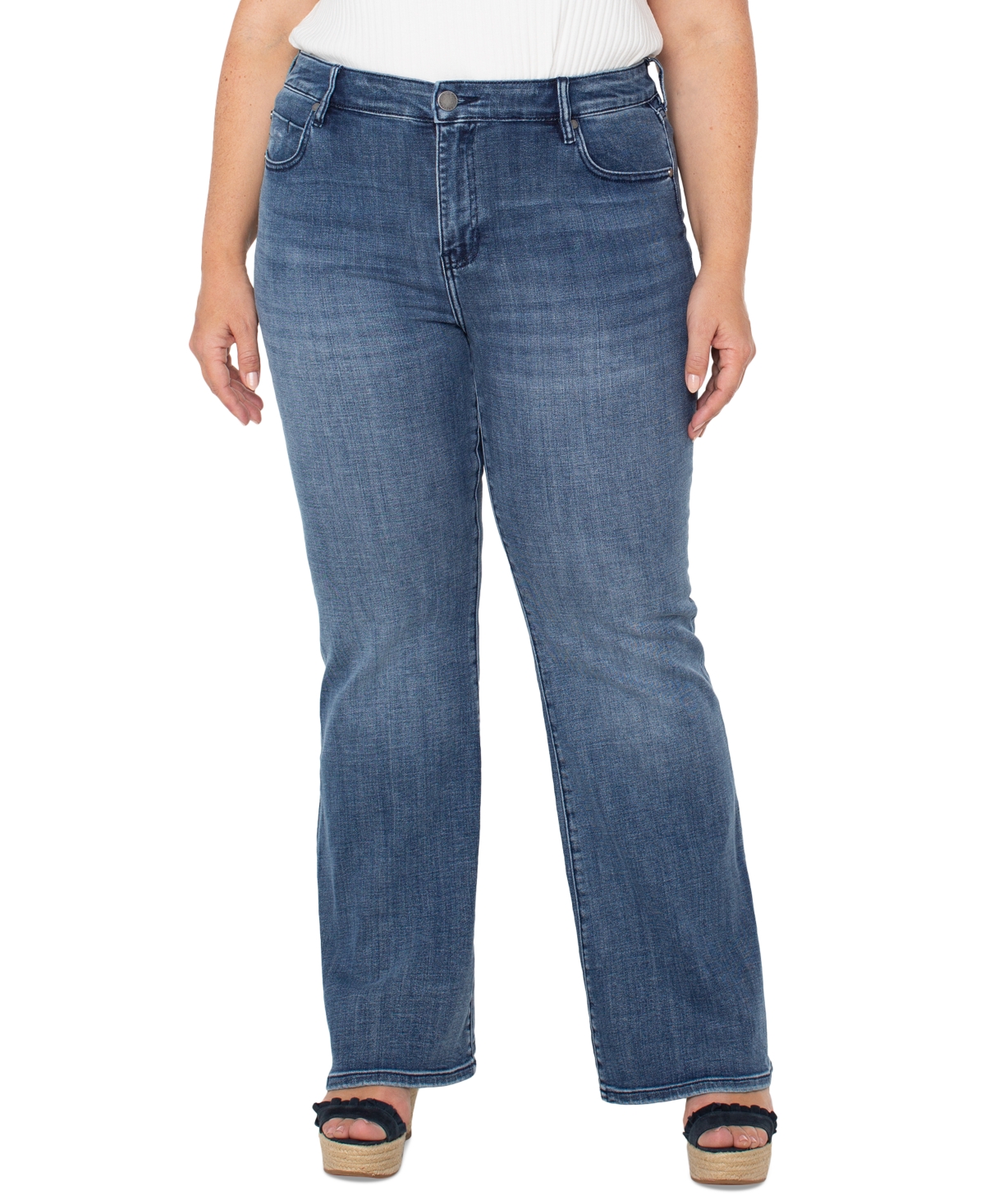 Liverpool Plus Size Hannah Mid-Rise Flared Denim Pants - Jensen