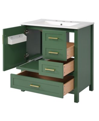 Streamdale 30" Green Bathroom Vanity Set with Sink, Storage Cabinet, Soft Close Drawers, Removable Tray