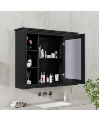  Wall Mounted Bathroom Cabinet with Mirror and 6 Shelves
