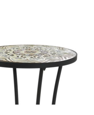 Streamdale Patio Side Table with Shelf,Brown+Black