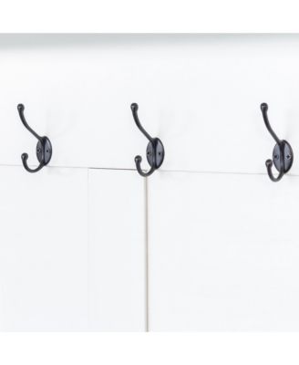 Streamdale Farmhouse Hall Tree with 6 Hooks, Adjustable Shelves, Shoe Cabinet, Mudroom Storage, 76.7