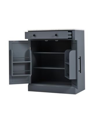 Set of 2 Freestanding Kitchen Pantry Cabinets with Adjustable Shelves