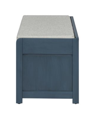 Streamdale Distressed Shutter Storage Bench with Acacia Veneer for Retro Charm for Living Room, Entryway (Navy)