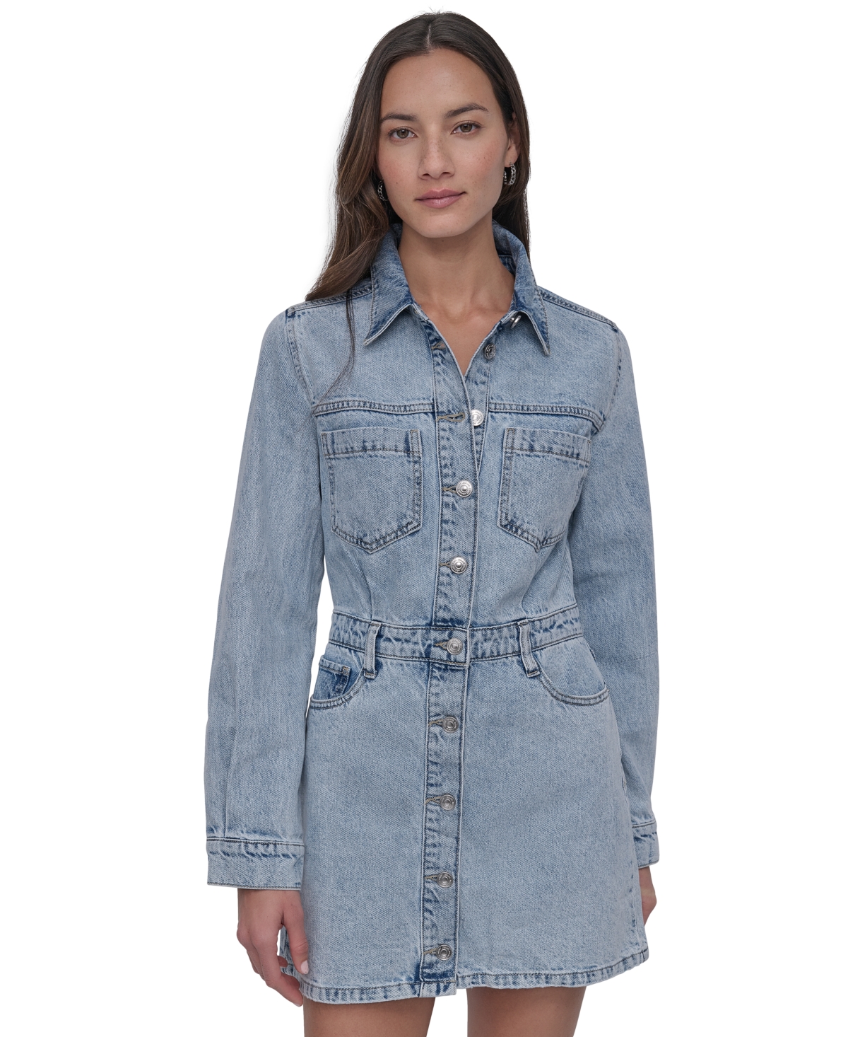 Dkny Jeans Women's Button-down Long-sleeve Denim Dress In Kyp - Chauncey