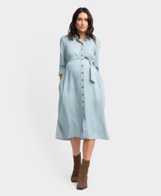 Seraphine - Women's Maternity Denim Style Shirt Dress