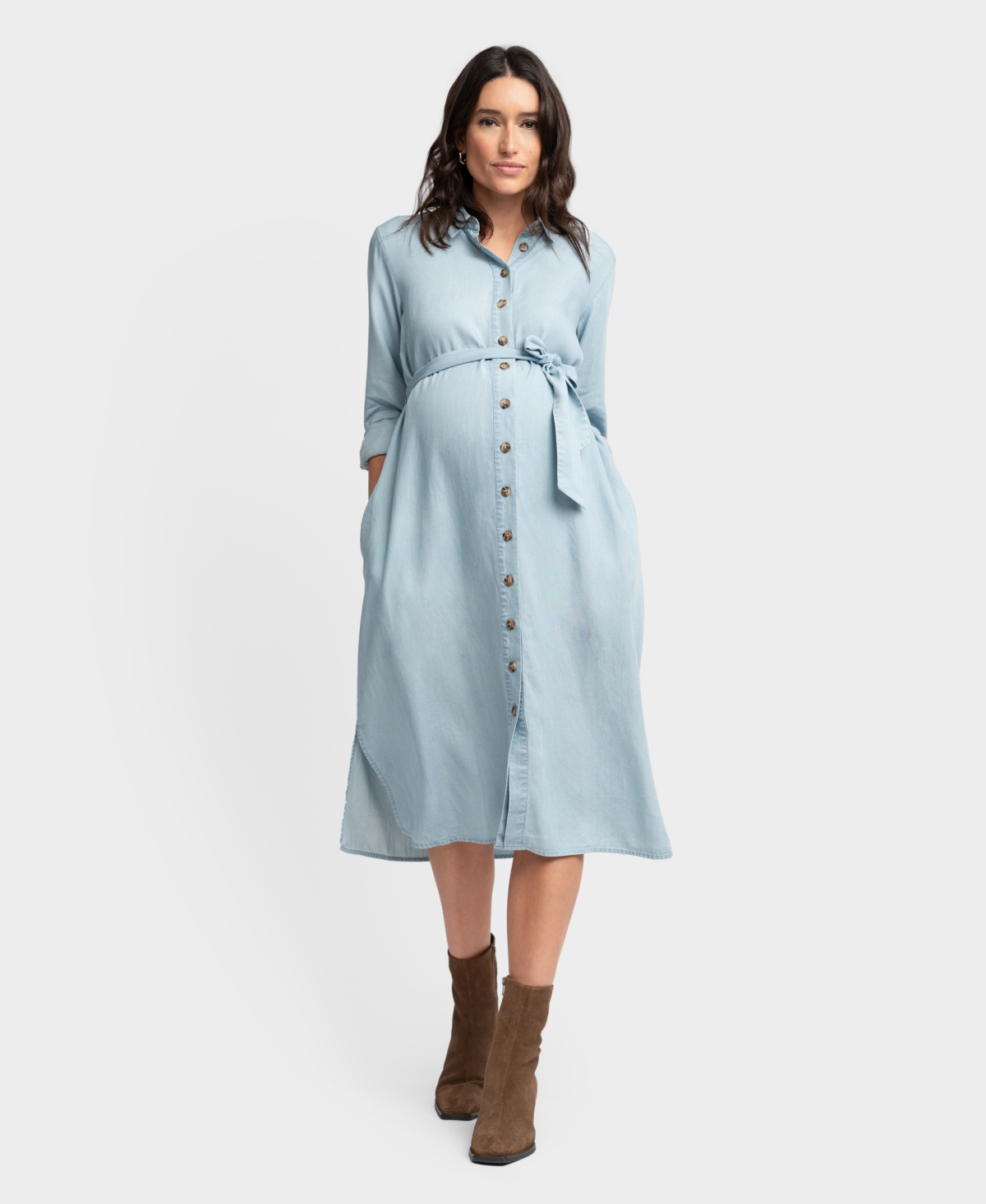 Women's Maternity Denim Style Shirt Dress - Denim