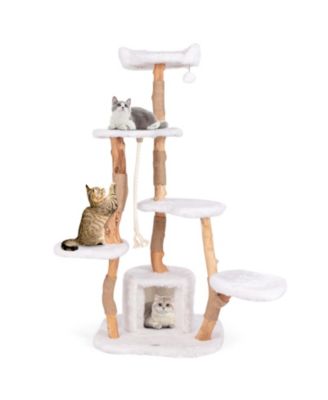 Modern Wooden Cat Tree with Perch Stylish & Cozy Cat Tower for Indoor Cats