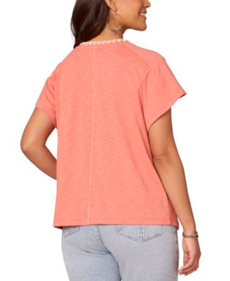 Women's Embroidered-Pocket Short-Sleeve T-Shirt