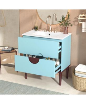 Streamdale 30" Blue Bathroom Vanity Set with Ceramic Sink and 2 Drawers
