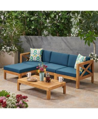 Streamdale Exotic Acacia Wood Sectional Sofa Set with Water-Resistant Cushions for Outdoor Comfort