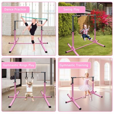 Streamdale Gymnastics Bar for Kids, Adjustable Height Gym Bar, Junior Training Kip Bar for Home, Built for kids 3+ Years Pink
