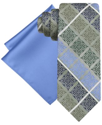 Men's Medallion Tie & Solid Pocket Square Set