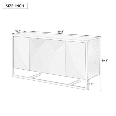 Mahogany Veneer Modern Sideboard with Unique Metal Legs,Suitable for Study,Entryway, Hallway, Living Room, Foyer