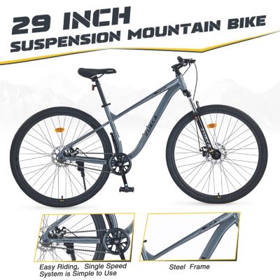 Streamdale 29 Inch Wheels Single Speed Mountain Bike, for Men Women Boys and Girls, Front Suspension, Steel Frame