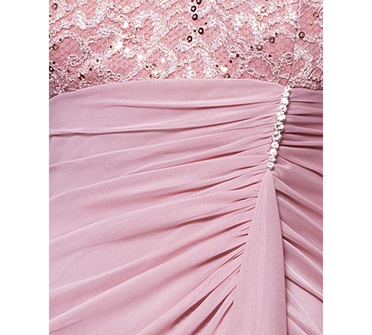 Betsy & Adam Petite Draped Lace Back Gown In Rose