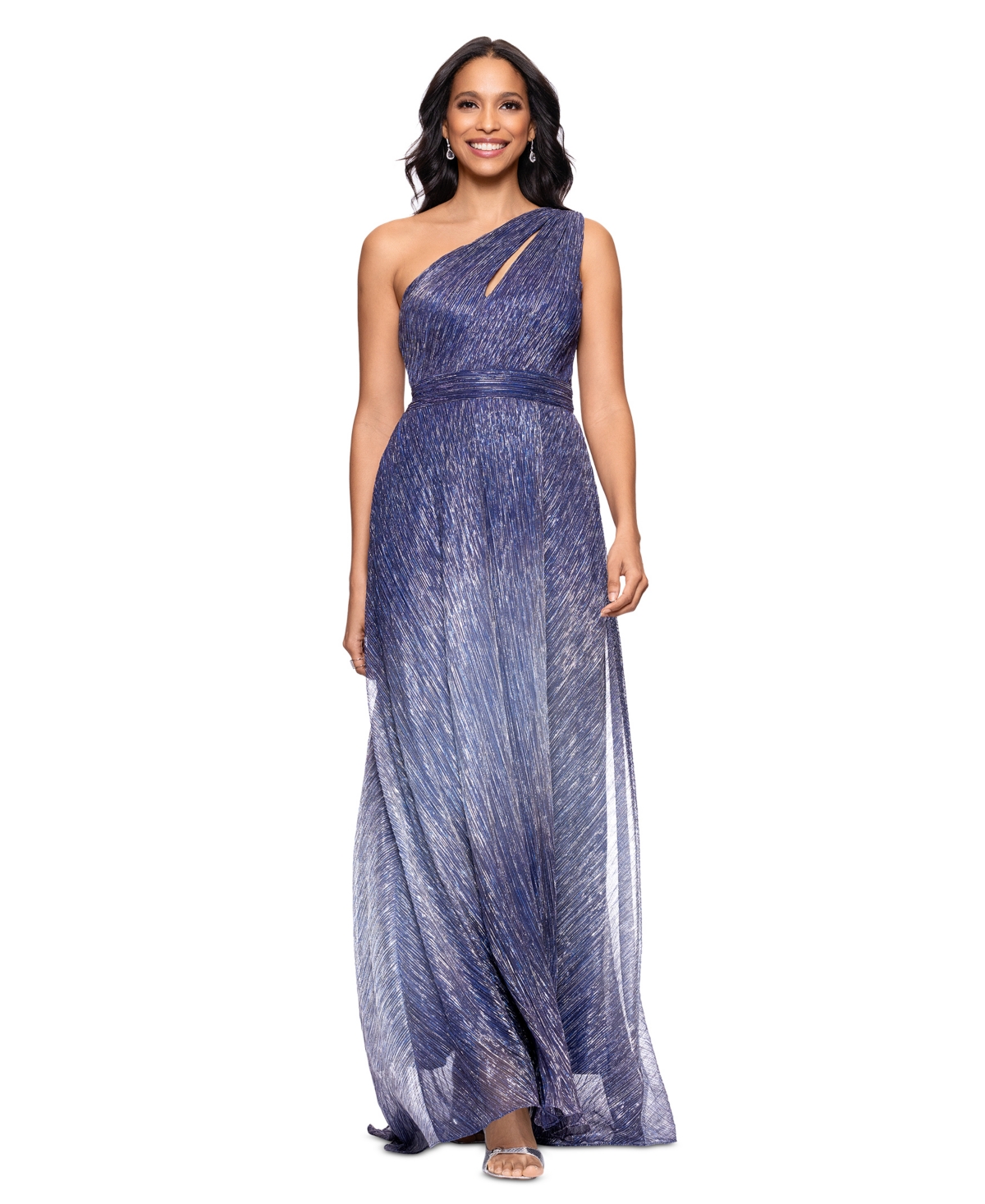 BETSY & ADAM WOMEN'S METALLIC OMBRE ONE-SHOULDER GOWN 
