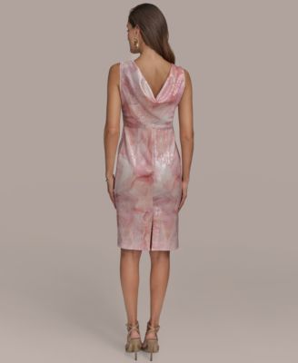 【Donna Karan New York】Sequin Sleeveless Sheath Dress Donna Karan Coordinating Sequin Tweed Boat Neck Sleeveless