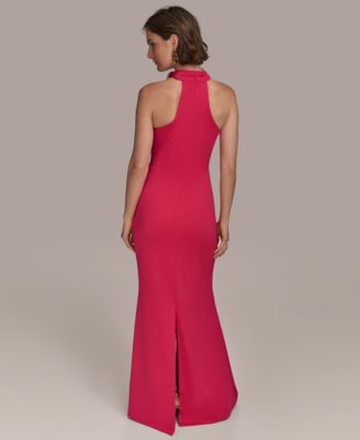 【Donna Karan New York】Funnel-Neck Sleeveless Dress Donna Karan New York Women's Hardware Halter Neck Sleeveless