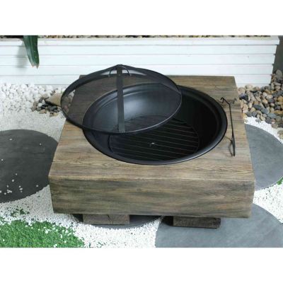 Streamdale Wood-Fueled Outdoor Fire Pit with Wood Grain Design