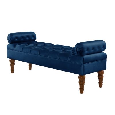 Velvet Bed Bench with Tufted Buttons, Upholstered Window/Entryway Bench