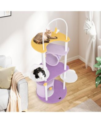 Large Cat Tower with Jumping Platforms Multi-Level Playhouse for Active Cats
