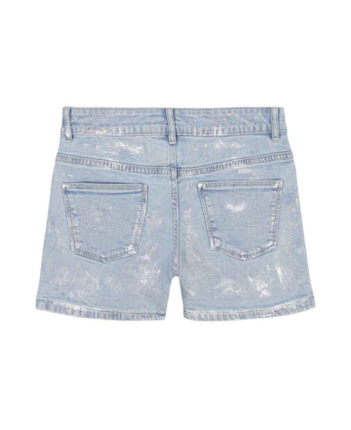 Calvin Klein Big Girls Foil Printed Denim Shorts In Cirrus Shine