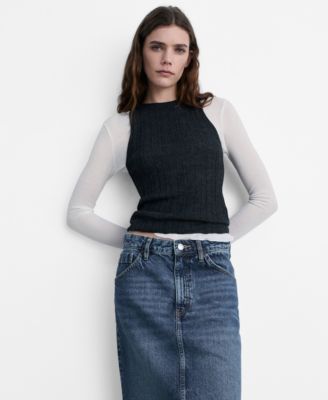MANGO - Women's Denim Midi-Skirt