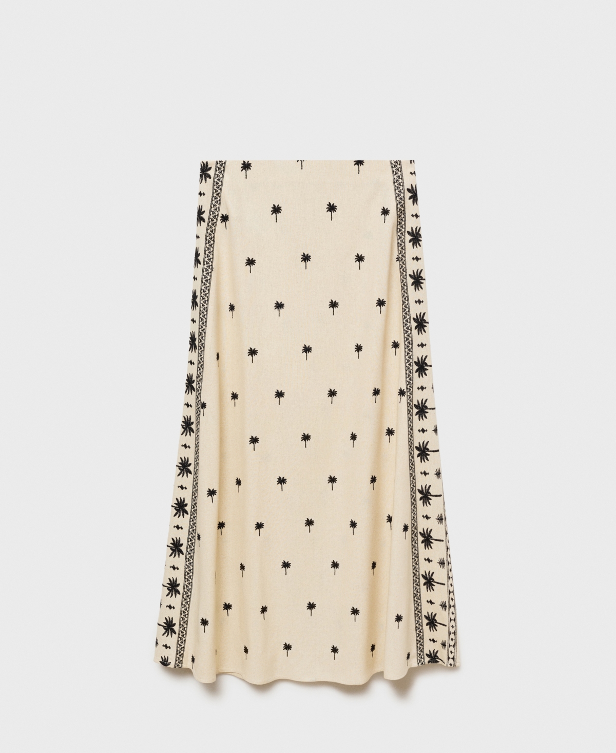 Shop Mango Women's Embroidered Flared Skirt In Beige