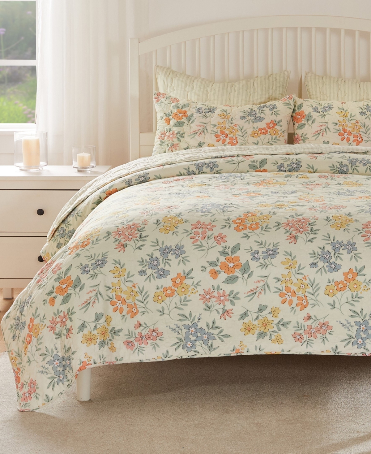 Greenland Home Fashions Chloe Modern Floral 3-pc. Quilt Set, Full/queen In Pastel