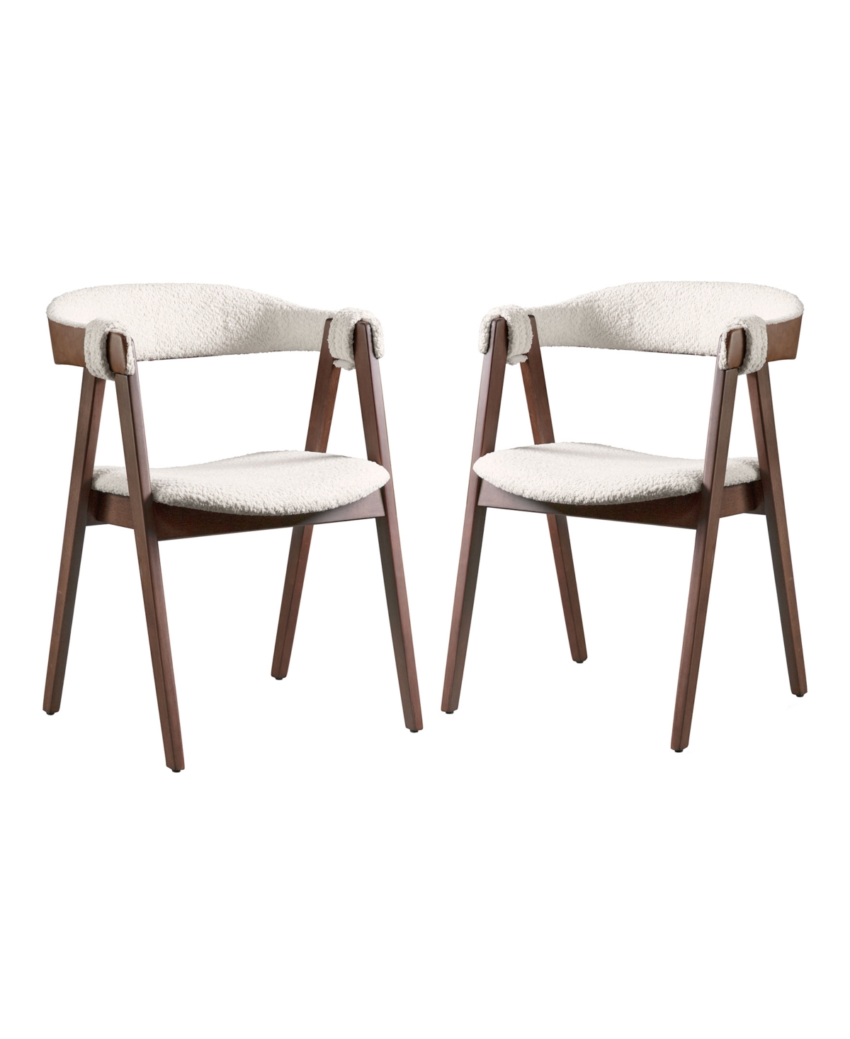 Furniture Of America 2-pc. Pearlcrest Boucle Fabric Dining Chair Set In Walnut