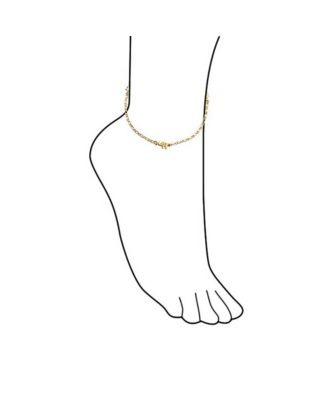 Three Multi Charm Lucky Elephant Anklet Ankle Bracelet Gold Plated Brass