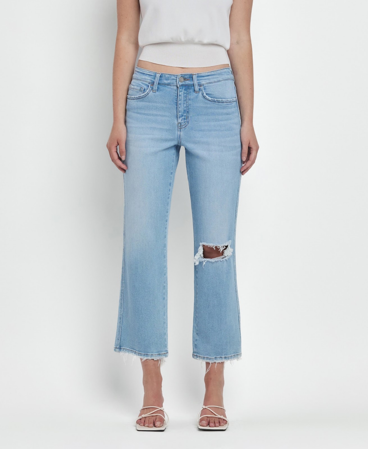 Women's High Rise Crop Straight Jeans - Fabulously blue
