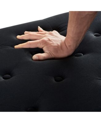 Upholstered Velvet Storage Bench with Nailhead Trim for Entryway, Bedroom & Living Room