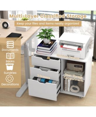 3-Drawer File Cabinet with Adjustable Shelf and Wheels for Letter