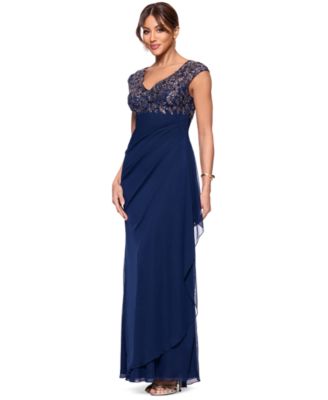 Petite Beaded Ruched-Back Gown