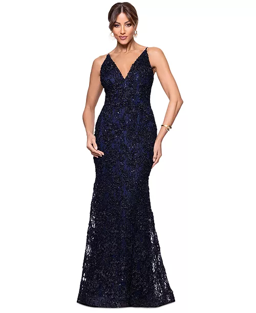 women's embellished soutache lace sleeveless gown