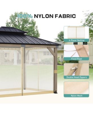 Universal 12 x 14 ft. Gazebo Replacement Mosquito Netting Screen 4-Panel Sidewalls with Double Zipper  (Only Netting)