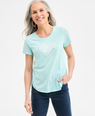 売れ筋商品|||スタイルアンドコー Tシャツ トップス レディース Women's USA Flag Graphic Crewneck T-Shirt, Created for Macy's USA Flag Style & Co Women's Usa Flag Graphic Crewneck T-shirt