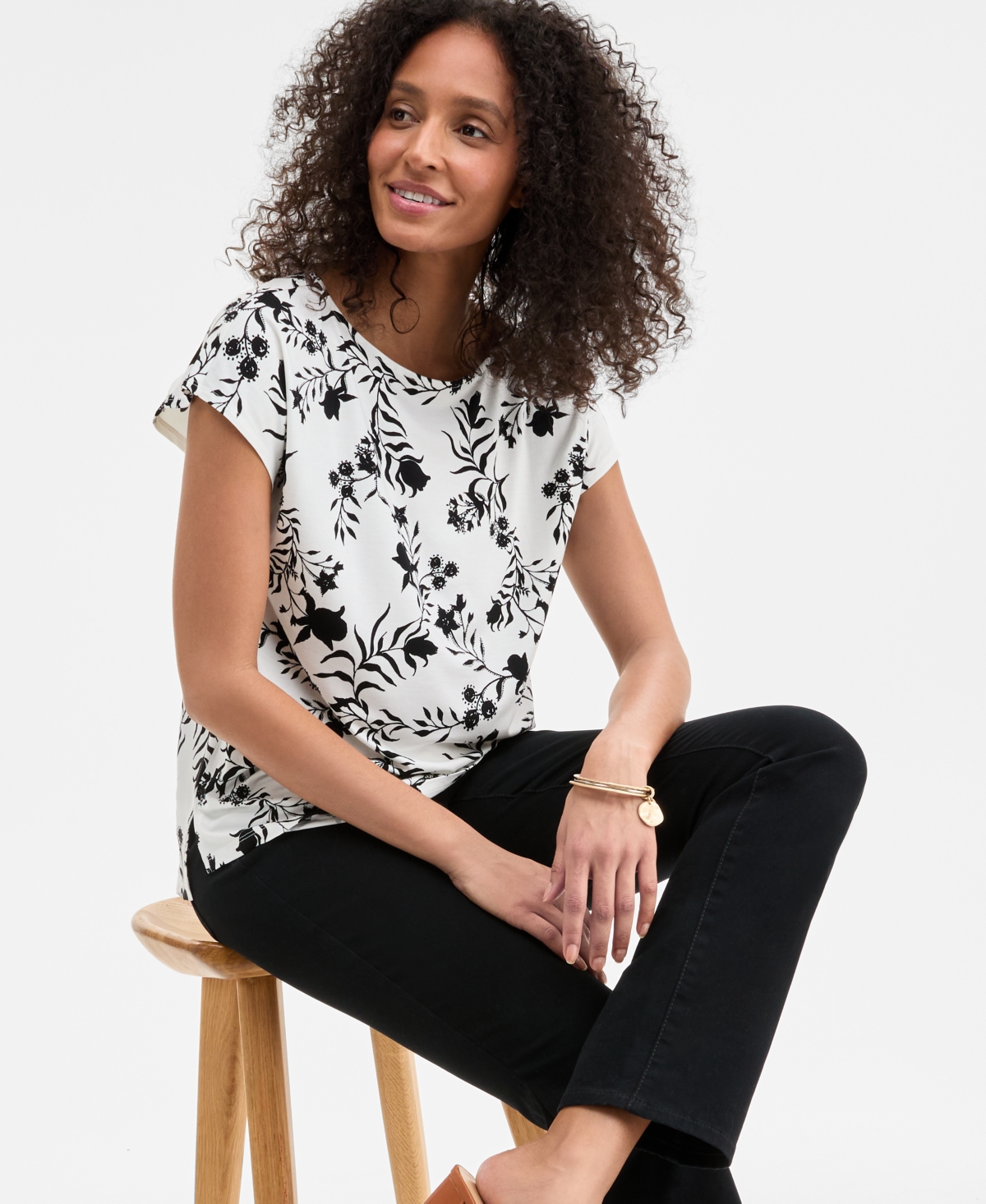 Style & Co Petite Printed Relaxed T-shirt, Exclusively At Macy's