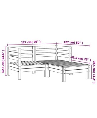 Patio Sofa 2-Seater with Footstool Wax Brown Solid Wood Pine