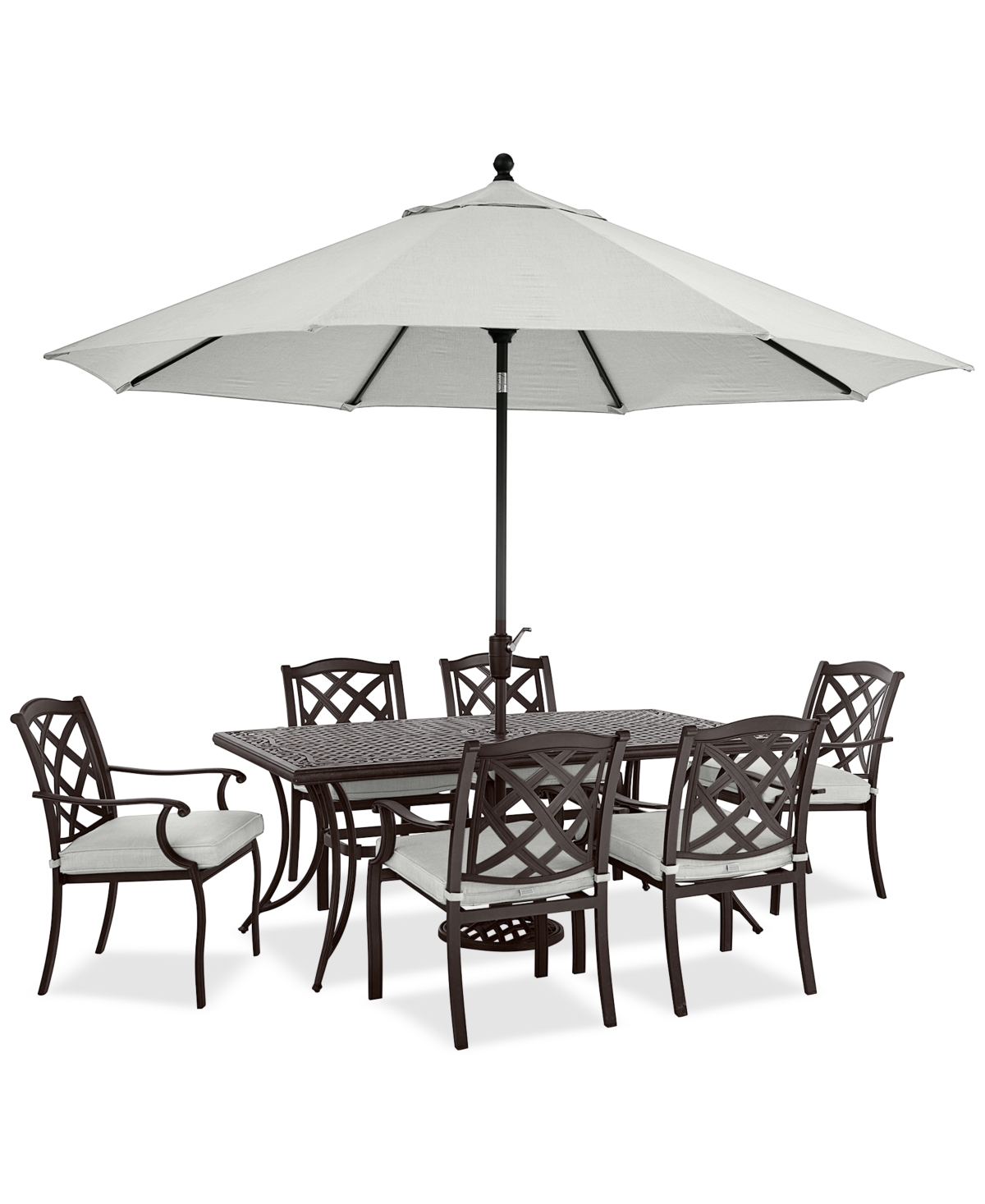 Agio Wythburn Outdoor Dining 7pc Set (72"x38" Table & 4 Lattice Dining Chairs & 2 Lattice Swivel Chairs)