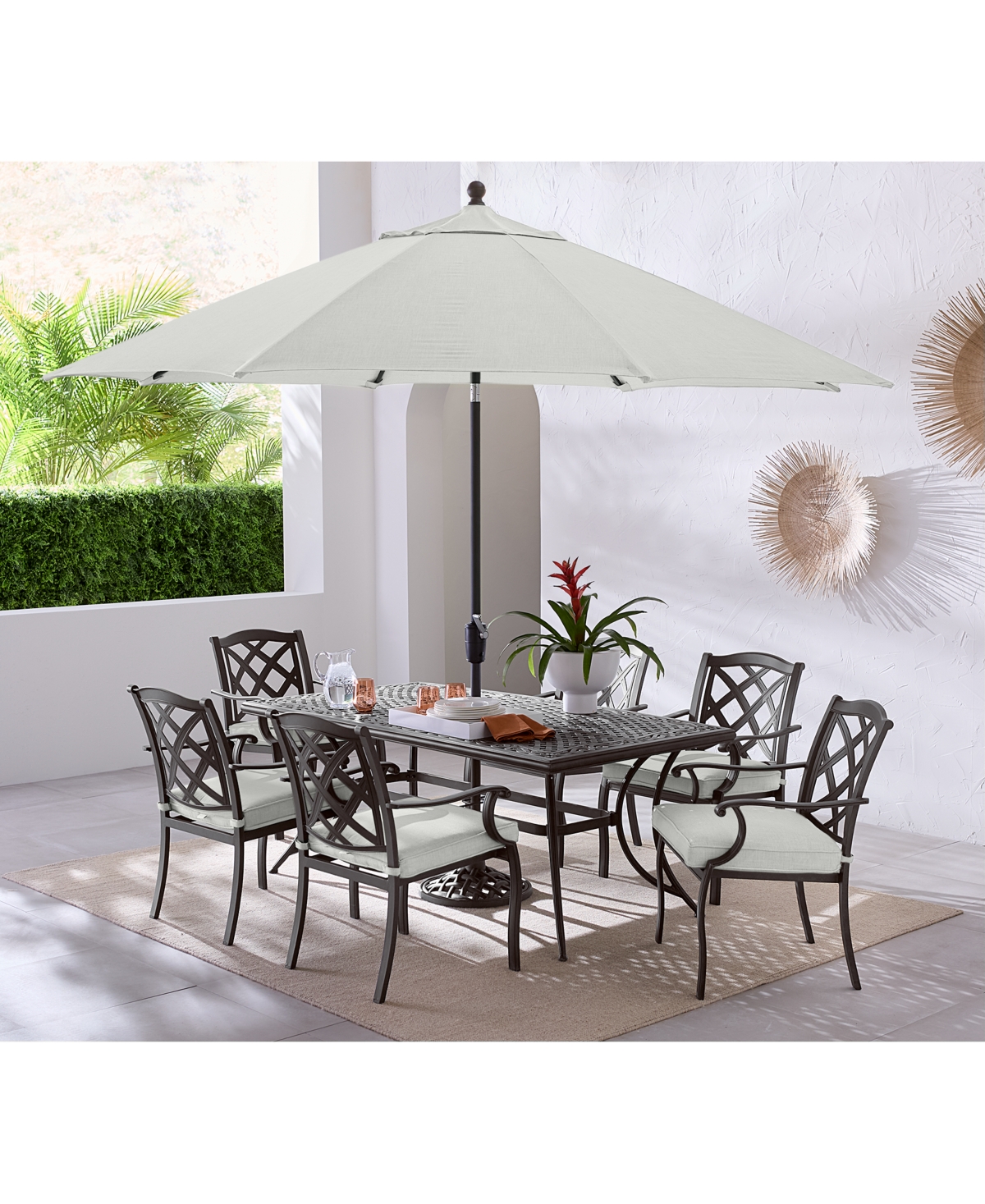 Agio Wythburn Outdoor Dining 7 Pc Set (72"x38" Table & 6 Lattice Dining Chairs)
