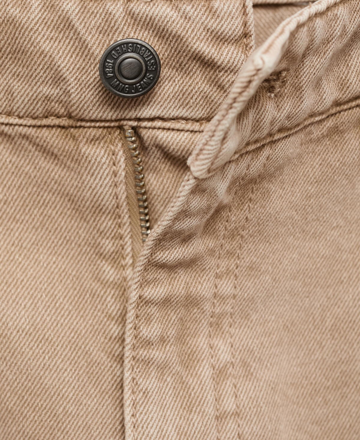Mango Low Rise Wide Leg Jeans In Sand