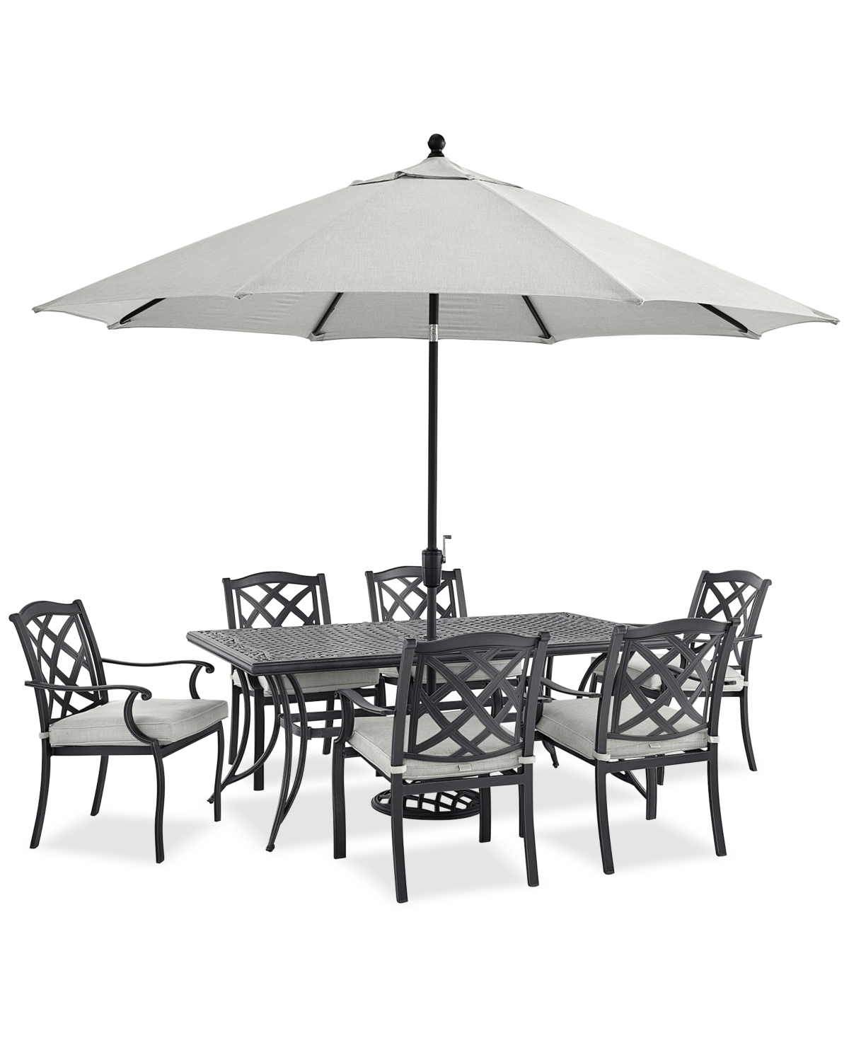 Agio Wythburn Outdoor Dining 7 Pc Set (72"x38" Table & 6 Lattice Dining Chairs)