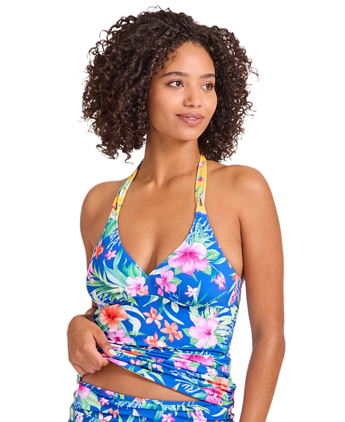 Tommy Bahama Women's Reversible Halter Tankini Top In Palace Blue Reversible