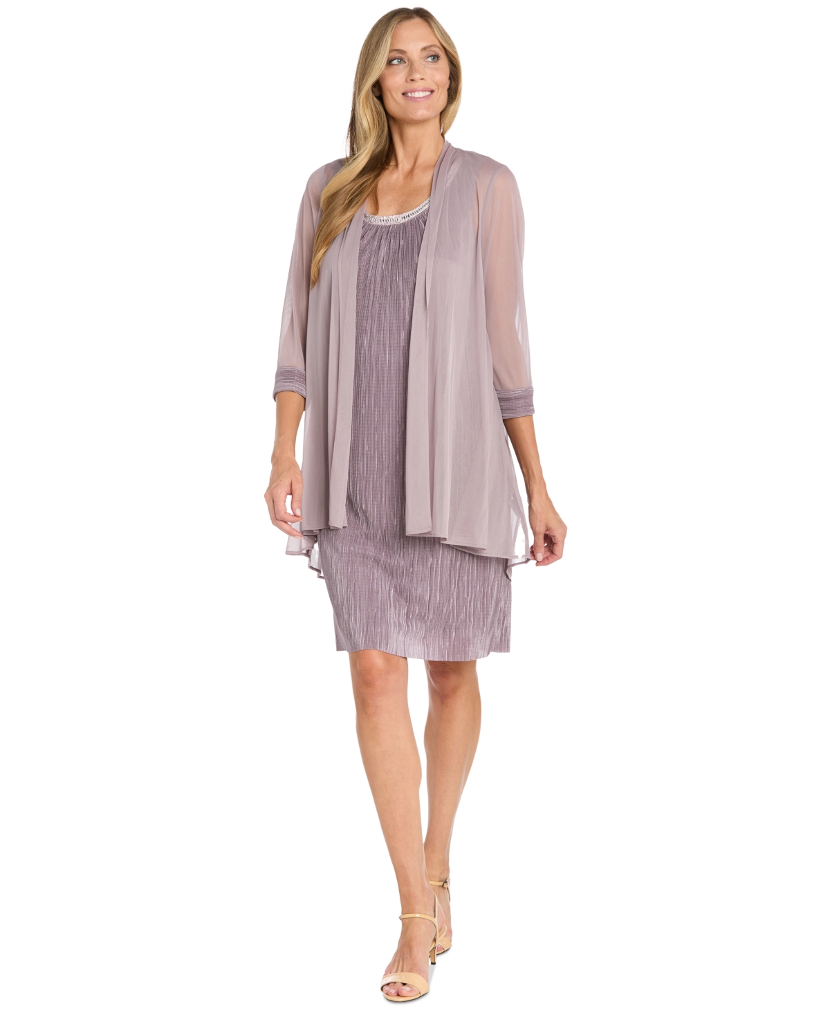 Women's Embellished-Neck Jacket Dress - Sage