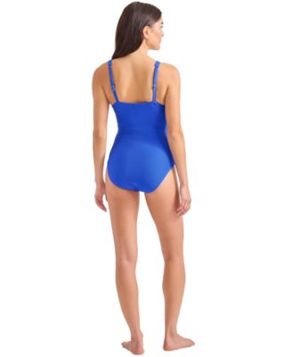 Women's Ribbed Plunging-Neck Swimsuit