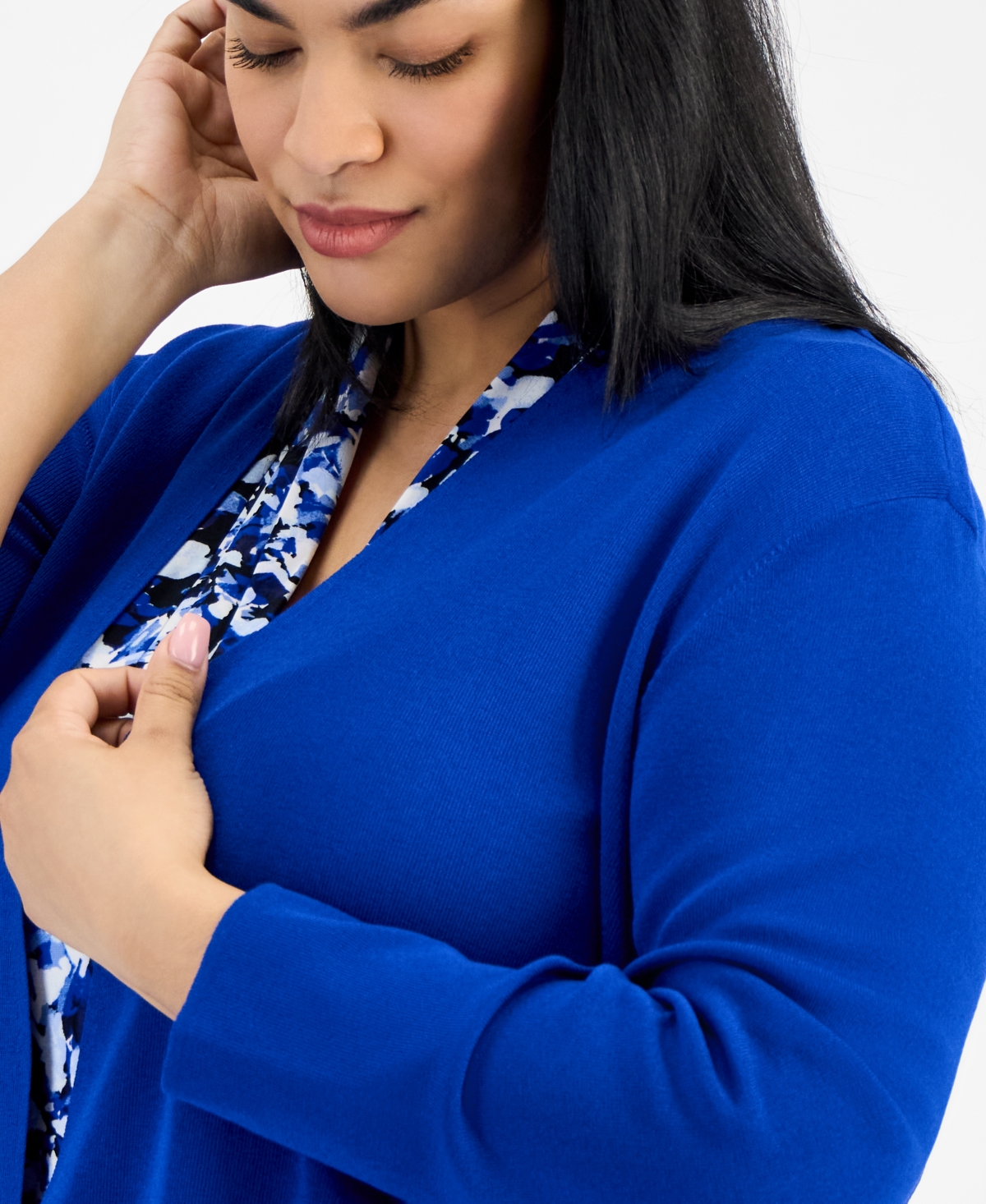 ANNE KLEIN PLUS SIZE NAPA OPEN-FRONT CARDIGAN 