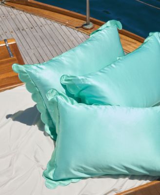 Pure Silk Queen Pillowcase With Scalloped Edge - Turquoise