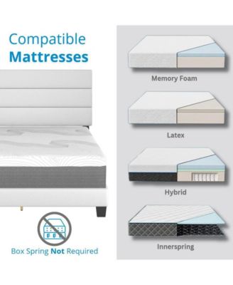 Piedmont Leatherette Upholstered Platform Bed Frame with Adjustable Headboard - No Box Spring Required